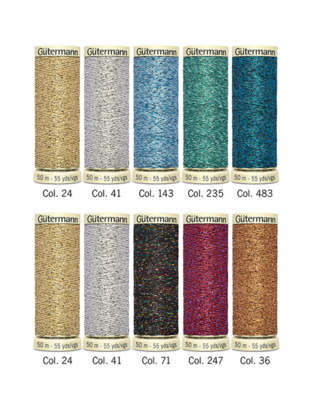 Set van 10 Gütermann naaigaren - Metaalachtig effect garen