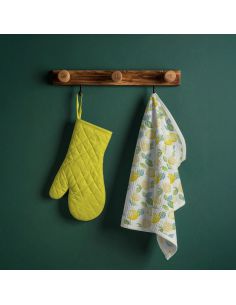 Tissu torchon nid d´abeille d'imprimé - Citrons 2