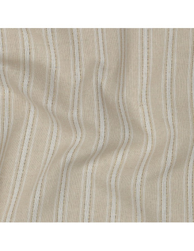 Tissu lin viscose lurex à rayures - Écru