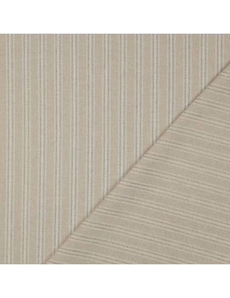 Tissu lin viscose lurex à rayures - Écru