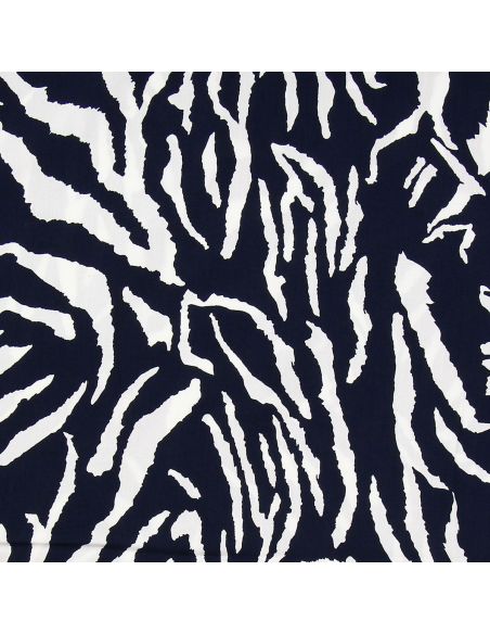 Tissu viscose Zèbre - Bleu marine