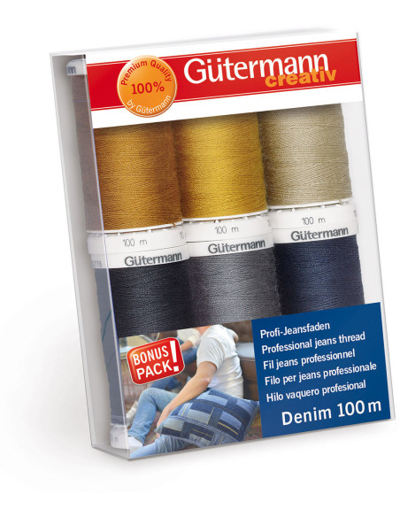 Set van 6 Gütermann denim naaigaren