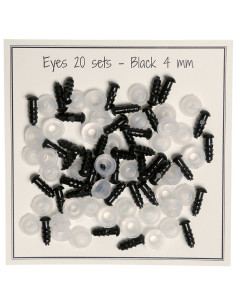 Zwarte veiligheidsoogjes 4 mm - 20 paar
