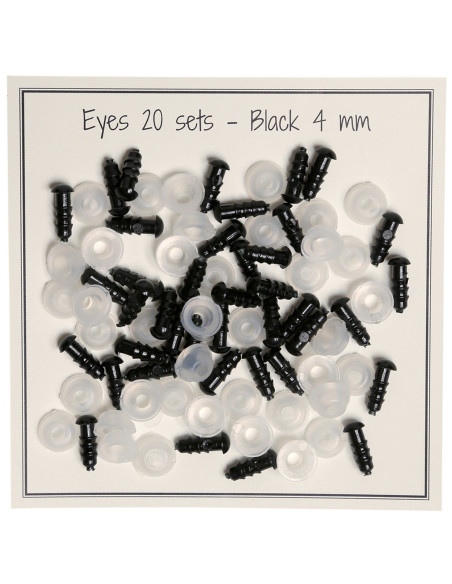 Zwarte veiligheidsoogjes 4 mm - 20 paar