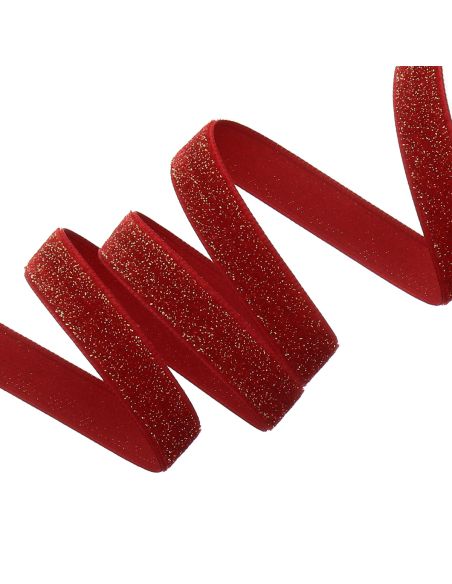 Ruban velours lurex - Rouge