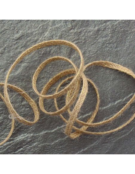 Tresse plate jute lurex 5 mm - Or