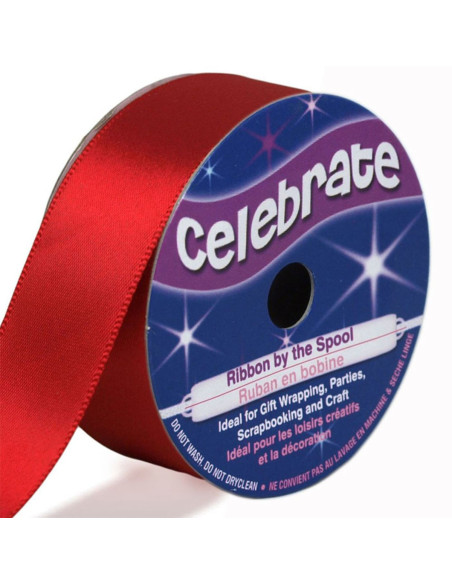 Satijnen lint Celebrate rood - 25 mm x 4 meter