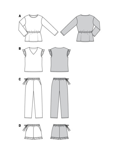 Pyjama- en pyjamashortpatroon - Burda 6261