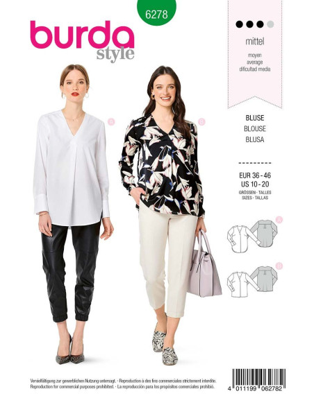Blousepatroon met V-hals - Burda 6278