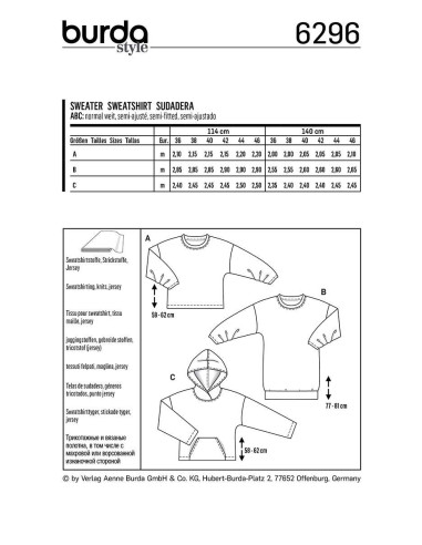 Sweatshirt patroon - Burda 6296