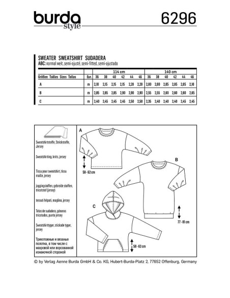 Sweatshirt patroon - Burda 6296