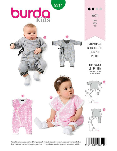 Patroon voor onesie - Burda 9314