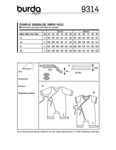 Patroon voor onesie - Burda 9314