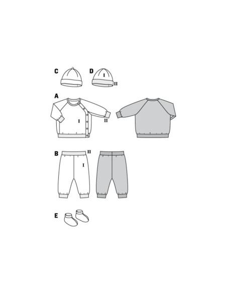 Muts, broek en sweatshirt jas patroon - Burda 9315