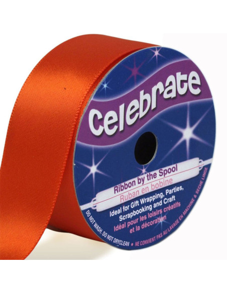 Satijnen lint Celebrate oranje - 25 mm x 4 meter