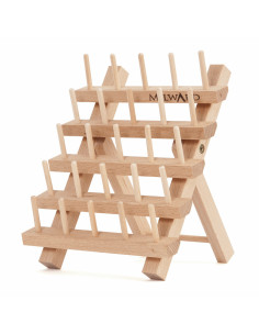 Houten display voor 25 klosjes garen