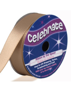 Satijnen lint Celebrate beige bruin - 13 mm x 6 meter