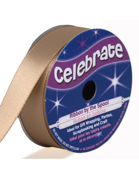 Satijnen lint Celebrate beige bruin - 13 mm x 6 meter