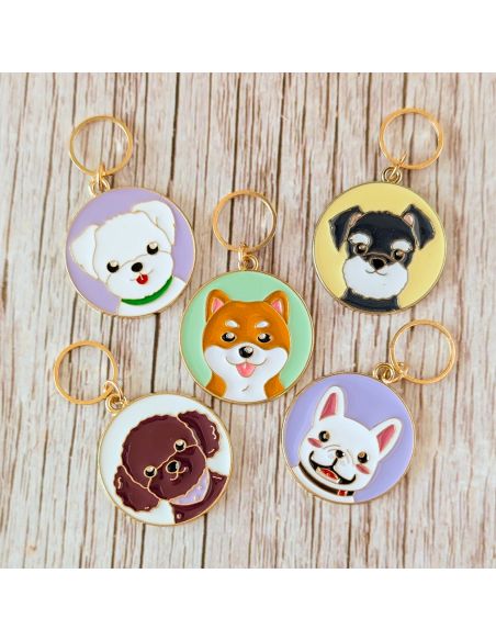 Lot de 5 anneaux marqueurs de maille - Petits chiens