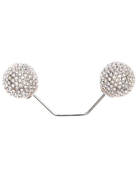 Schroefspeld met 2 koppen, zilverkleurig, 65 mm - Strass