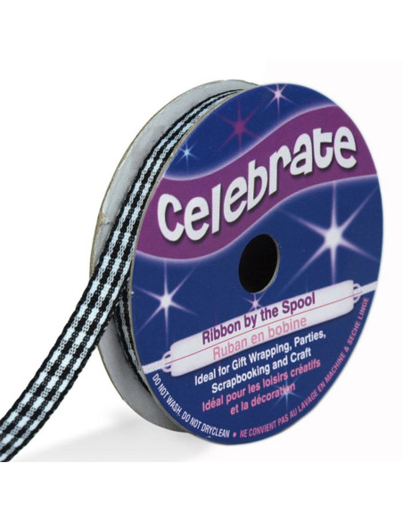 Zwart Vichy Celebrate lint - 6 mm x 5 meter