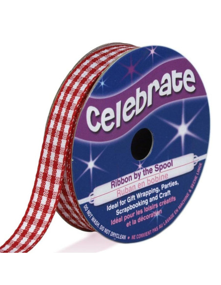 Vichy lint Celebrate rood - 9 mm x 5 meter