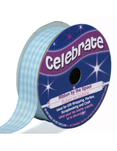 Vichy lint Celebrate lichtblauw - 15 mm x 4 meter