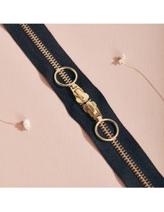 Dubbele schuifsluiting Gold en Night 40 cm - Atelier Brunette