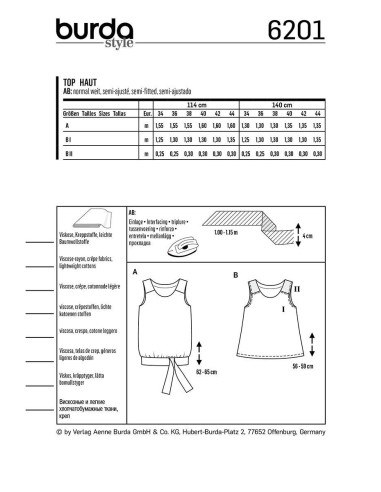 Top patroon - Burda 6201