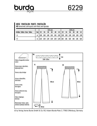 Broekpatroon - Burda 6229