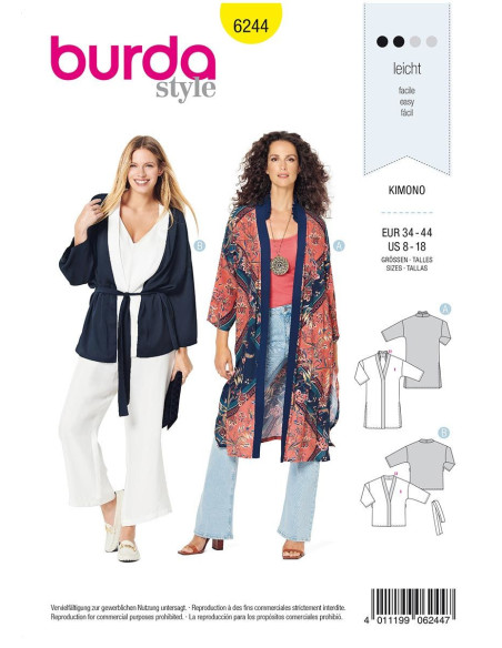Kimono patroon - Burda 6244
