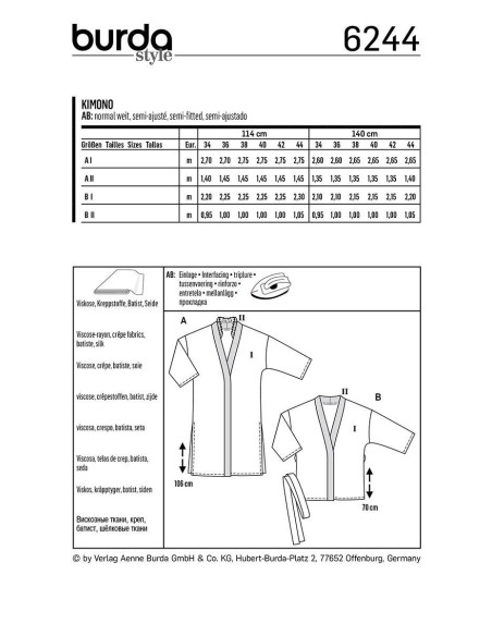 Kimono patroon - Burda 6244