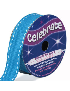 Celebrate turquoise blauwe gestippelde grosgrain lint - 15 mm x 4 m