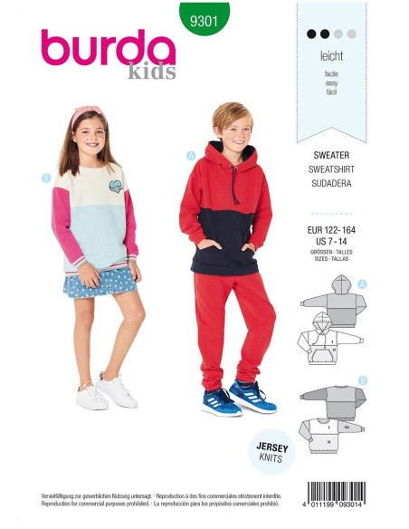 Sweatshirt patroon - Burda 9301