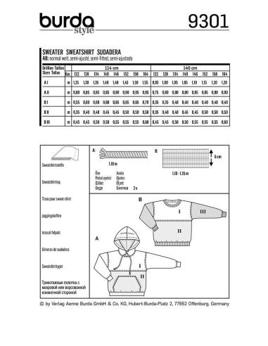 Sweatshirt patroon - Burda 9301