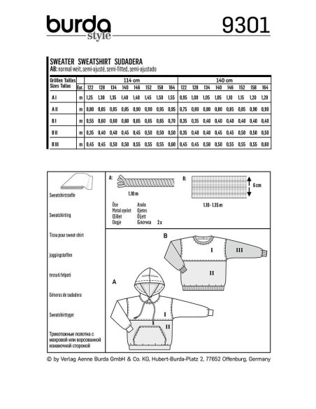 Sweatshirt patroon - Burda 9301