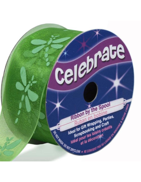 Organza lint Celebrate groene libel - 25 mm x 3 m