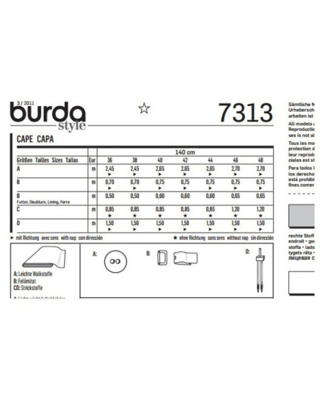 Cape patroon - Burda 7313