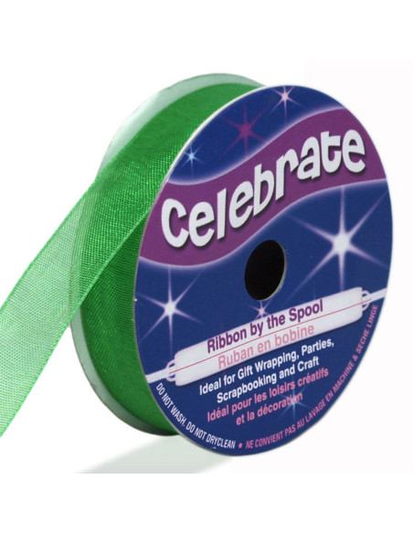 Donkergroene organza lint Celebrate - 12 mm x 6 m