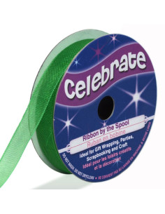 Donkergroene organza lint Celebrate - 9 mm x 8 m