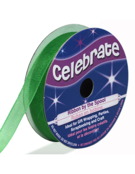 Donkergroene organza lint Celebrate - 9 mm x 8 m