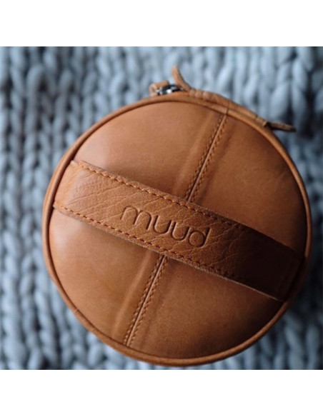 Leren opbergtas voor breien Muud Saturn XL - Whisky