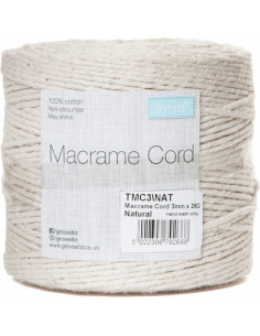 Natuurlijke macramé katoensnoer 3 mm