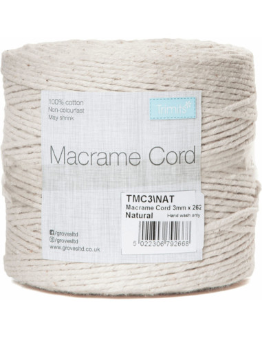 Natuurlijke macramé katoensnoer 3 mm
