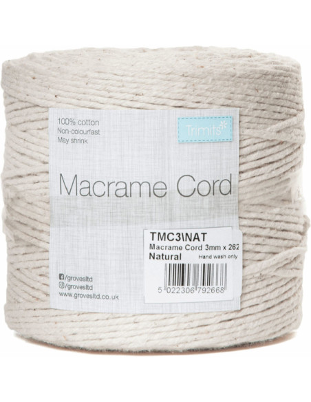 Natuurlijke macramé katoensnoer 3 mm