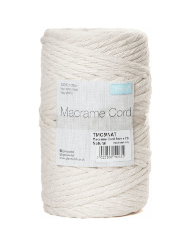 Natuurlijke macramé katoensnoer 5 mm