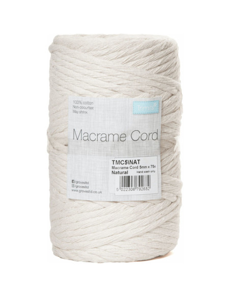 Natuurlijke macramé katoensnoer 5 mm