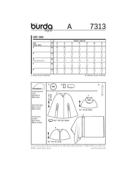 Cape patroon - Burda 7313