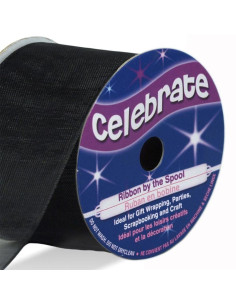 Organza lint Celebrate zwart - 32 mm x 5 m