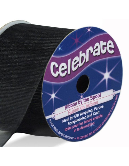 Organza lint Celebrate zwart - 32 mm x 5 m